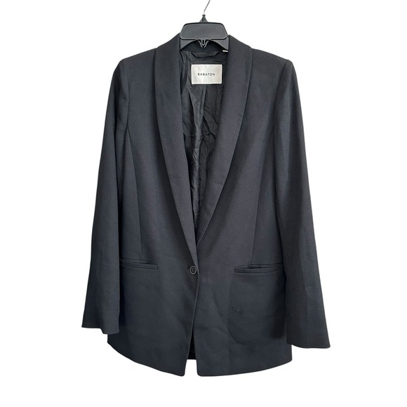 Aritzia Babaton Blazer Size 10 Women's Black Button Front Pockets #M4-1 - Picture 1 of 10